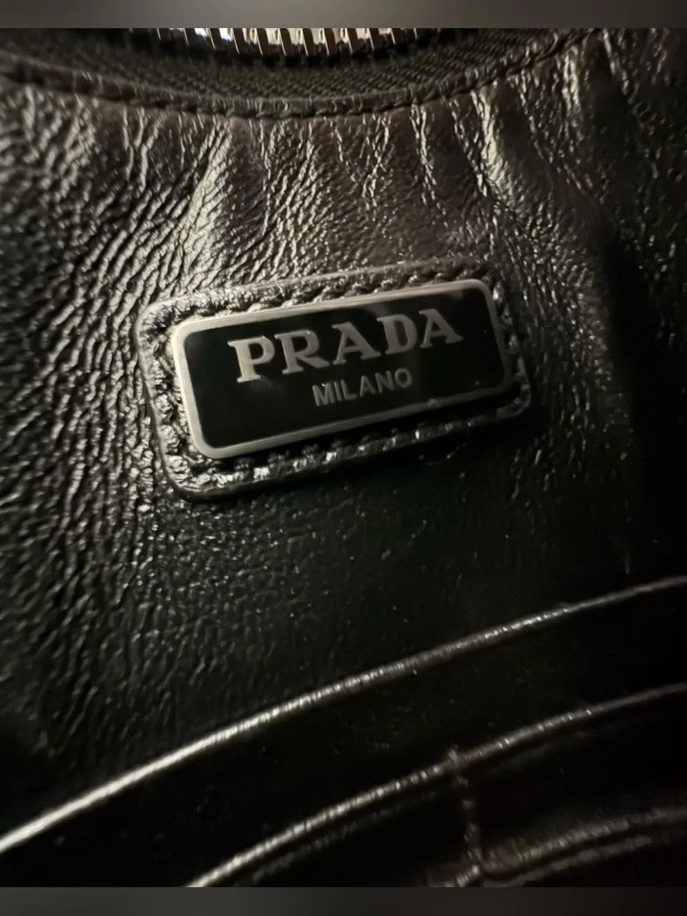 PRADA Black Saffiano Leather Wristlet Clutch Document Pouch Unisex